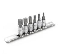 DAKCOS 1/4" Juego de 6 Llaves de Vaso con Puntas Multidientes XZN, Tamaños Métricos con M4 - M12, Broca de Acero de Aleación S2