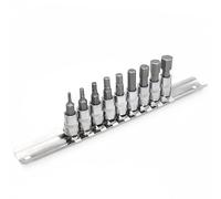 DAKCOS 1/4" Juego de 9 Llaves de Vaso Hexagonales SAE de 3/32-3/8 Pulgadas, Kit de Vasos de Cr-V Broca de Acero de Aleación S2