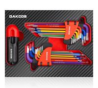 DAKCOS 18pc Juego de Llaves Allen y Llaves Torx hexagonales con un mango de torsión Cr-V