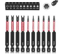 DAKCOS Juego de 10 puntas de destornillador triangulares y en forma de U, 75 mm, vástago hexagonal de 1/4 pulgadas, acero S2