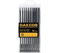 DAKCOS Juego de 10 Puntas de Torx de Destornillador T7-T40 Puntas de Estrella de acero S2, 150mm de largo