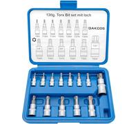DAKCOS Juego de 13 llaves de vaso Torx T8H - T60H de 1/4 3/8 1/2 pulgadas con agujero, Cr-V