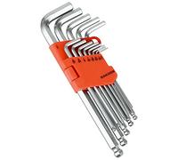 DAKCOS Juego de 13 Llaves Hexagonales con cabeza de bola Llaves Allen SAE, 0.05-3/8 Pulgadas, Cr-V