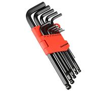 DAKCOS Juego de 13 Llaves Hexagonales con extremo de cabeza de bola Llaves allen métricas, 1.27-10 mm