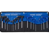 DAKCOS Juego de 14 Llaves Torx y Hexagonales con Mango en T - Incluye 2.5-10mm Llaves Allen y T10-T50 Torx Con Soporte Organizador, CR-V