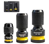 DAKCOS Juego de 3 Adaptadores para Llave de Impacto, de 1/4" Cuadrado a 1/4", 3/8", 1/2" Hexágono, CR-MO