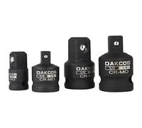 DAKCOS Juego de 4 Adaptadores Llaves de vaso de impacto Reductores de impacto de 1/4" a 1/2", 1/2" a 3/8", Cr-Mo
