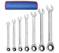 DAKCOS Juego de 7 Llaves Fijas con Carraca Llaves Combinadas de trinquete 6-17mm, Cr-V