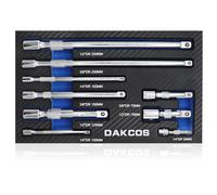 DAKCOS Juego de 9 Alargadores de Vaso Juego de Barras de Extensión de 1/4 3/8 1/2 pulgadas, Cr-V