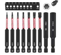 DAKCOS Juego de brocas Allen de 75 mm de largo, H1.5-H10, 9 piezas de puntas hexagonales de vástago hexagonal de 1/4 pulgadas, brocas de cabeza plana para herramienta eléctrica de impacto S2 de acero