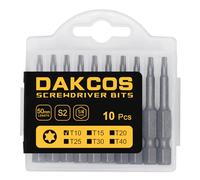 DAKCOS Juego de Puntas de Destornillador Torx de T10 de 10pc, acero S2, 50mm de longitud