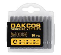 DAKCOS Juego de Puntas de Destornillador Torx de T10 de 40pc, acero S2, 50mm de longitud