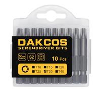 DAKCOS Juego de Puntas de Destornillador Torx de T30 de 10pc, acero S2, 50mm de longitud