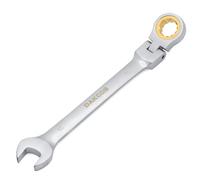 DAKCOS Llave fija con carraca 16mm Llave de trinquete articulada Llave combinada con cabeza flexible de 180 Grados, Cr-V