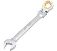 DAKCOS Llave fija con carraca 17mm Llave de trinquete articulada Llave combinada con cabeza flexible de 180 Grados, Cr-V