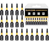 DAKCOS T10 Bit, Torx Bit T10, surtido de puntas de S2, vástago hexagonal de 1/4" (longitud: 25 mm, 20 unidades)