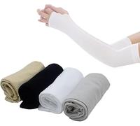 Dakexiong 4pcs UV protección solar brazo mangas para hombres,mujeres compresión refrigeración manga,tatuaje encubrimiento mangas,con pulgar agujero