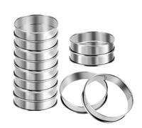 DAKFOOK 12 anillos para magdalenas inglesas de 10 cm, anillos de crumpet de acero inoxidable antiadherentes, anillos de tarta de doble rollo para hornear mousse galletas y huevos de pastelería