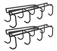 DAKFOOK 2 soportes negros para tazas, portavasos debajo del estante con 8 ganchos, estante para colgar debajo del gabinete, tazas de té, tazas de café, estante colgante para tazas, vasos y utensilios