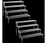 DAKFOOK Paquete de 2 soportes de exhibición de 4 niveles, estante elevador acrílico transparente, 30 x 25 x 19,5 cm, soporte para cupcakes de 4 escalones, para figuras, perfume, escritorio, ferias de