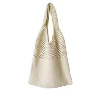 DAKLUNAR Bolsa de playa de malla de ganchillo, bolsa de playa grande para mujer, bolsa de ganchillo, bolsa de la compra, bolsa de playa, bolso de malla para viajes, compras y uso diario, beige, 40cm x