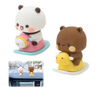 DAKLUNAR Juego de 2 Figuras con Pompones de Bubu Dudu, Oso Panda, decoración de Coche Kawaii, Figura con Pompones, Adorno para Coche, Figuras de Osos Panda, Juguete para Regalo para niños
