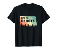 Dakota del Norte Mapa con Skyline Estados Unidos América Camiseta
