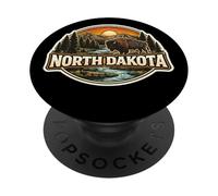 Dakota del Norte Souvenir Vacation Memorabilia Badge State Trip PopSockets PopGrip Adhesivo