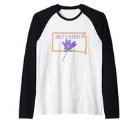 Dakota del Sur State Flower American Pasque Camiseta Manga Raglan