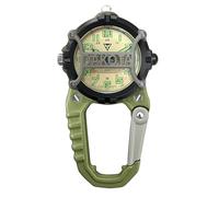 Dakota Mini clip de microluz, reloj de bolsillo y llavero de calidad, durabilidad premium, regalos al aire libre para hombres, uso para pesca, caza y más, linterna LED, reloj de clip, Verde, Dial Cage
