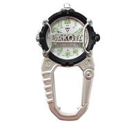 Dakota Mini clip de microluz, reloj de llavero, regalos al aire libre para hombres y mujeres, uso para pesca, caza y más, reloj linterna LED, reloj de clip, plateado, Dial Cage, Plata - Caja de esfera
