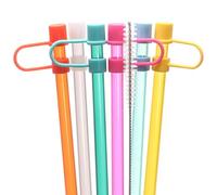 Dakoufish 6 popotes con tapa para reemplazo de vaso Stanley de 40 onzas, popote de plástico reutilizable de 12 pulgadas con puntas de tapón y cepillo, perfecto para accesorios de tazas Stanley (12