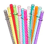 Dakoufish Pajitas reutilizables de plástico transparente de 9 pulgadas para tarros Mason de 12 onzas y 16 onzas, juego de 12 pajitas de repuesto con cepillo de limpieza (9 pulgadas, 12 colores)