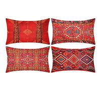 DakTou Funda de Almohada Estilo étnico Turco Antiguo Patrón de Alfombra Oriental Decoración Funda de Cojín Estilo Bohemio 30x50 cm Kilim Decoración Retro para Sofá Sala de Estar Coche,4 Piezas