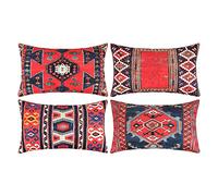 DakTou Fundas Cojines 30x50cm Casa de Campo Boho Algodón Lino Funda de Cojín Cojines Decorativos Estampado de Alfombra Turca Oriental Antigua Funda de Almohada para Sofá Cama Silla，Set de 4