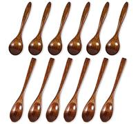 DaKuan - 12 cucharas de madera, cucharas pequeñas de madera de 2 estilos, cucharas de madera para comer, sopa, arroz, café, especias, té, mermelada (6 pulgadas y 5.5 pulgadas)