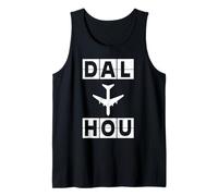 DAL a HOU Código de Aeropuerto de Ruta de avión Dallas Houston Camiseta sin Mangas