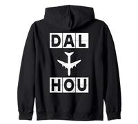 DAL a HOU Código de Aeropuerto de Ruta de avión Dallas Houston Sudadera con Capucha