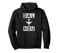 DAL a HOU Código de Aeropuerto de Ruta de avión Dallas Houston Sudadera con Capucha
