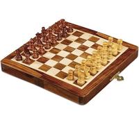 Dal Negro Tablero de ajedrez magnético plegable 19 x 19 cm de madera - Ajedrez de viaje con funda de libro y compartimentos interiores - Juego de mesa clásico para 2 jugadores, 8+ con llavero silbato