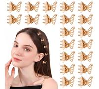 Dalababa 20 Piezas Mini Pinzas para el Pelo de Mariposa, Pequeñas Clips de pelo de Metal, Accesorios para el Cabello para Niñas y Mujeres - Dorado
