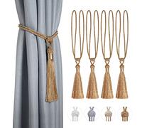 Dalababa 4 Piezas Alzapaños para Cortinas Cuerda Trenzada Correa Borlas Amarres de Cortina Decorativos Algodón Poliéster Tiebacks para Dormitorio Oficina,Amarillo