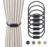 Dalababa 6 Piezas Alzapaños Cortinas Magnéticos, Abrazaderas para Cortinas, Cordones de sujeción para Decoración del Hogar, Oficinas, Hoteles (Negro)