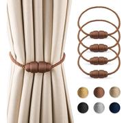 Dalababa Alzapaños Cortinas Magnéticos, 4 Piezas Abrazaderas para Cortinas, Sujeta Cortinas Decorativos para Dormitorio, Salón, Oficina - Marrón