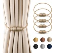 Dalababa Alzapaños Cortinas Magnéticos, 4 Piezas Abrazaderas para Cortinas, Sujeta Cortinas Decorativos para Dormitorio, Salón, Oficina - Beige