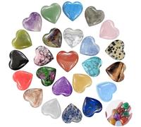 DALAETUS 24 Piezas de Cristales curativos en Forma de corazón, Piedras Naturales en Forma de corazón, Gemas pulidas múltiples para la curación Reiki de los Chakras, meditación y Equilibrio en el Yoga