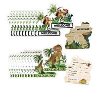 DALAETUS 24 Piezas Dinosaurio Invitaciones Set, Dino Tarjetas de Invitación, Invitaciones de Cumpleaños para Niñas y Niños, Invitaciones de Fiesta para Cumpleaños