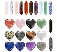 DALAETUS 24 Piezas Naturales Cristales Curativos Set, Reiki Piedras de Chakra con Palma de Bolsillo en Forma de Corazón Piedras, Healing Crystals para Meditación, Terapia de Cristal