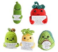 DALAETUS 5 Piezas Patata Positiva Kit con Tarjetas de Inspiración Positiva,Mini Peluche de Tejer para Adornos de Decoración, Peluche Muñeca para Niños Adultos Decoración de Fiestas