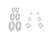 DALAETUS 6 pares de Pendientes Juego, Pendientes de Plata de Ley 925 de Hipoalergénico, Pendientes de Aro para Mujer, Aretes de Circonita Cúbica, sin níquel y sin plomo
